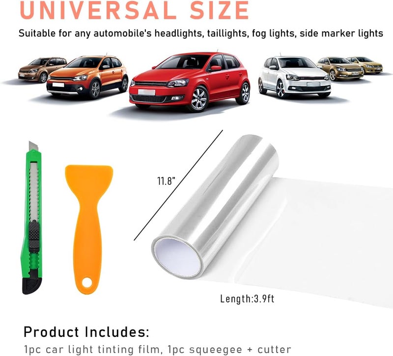 KVAEY Car Light Tint Film, 12×48 Inch Tint Vinyl Wrap Film Roll with Squeegee and Cutter, Self-Adhesive Film Sticker for Car Headlights Tail Lights Fog Lights, Car Accessories - Image 2